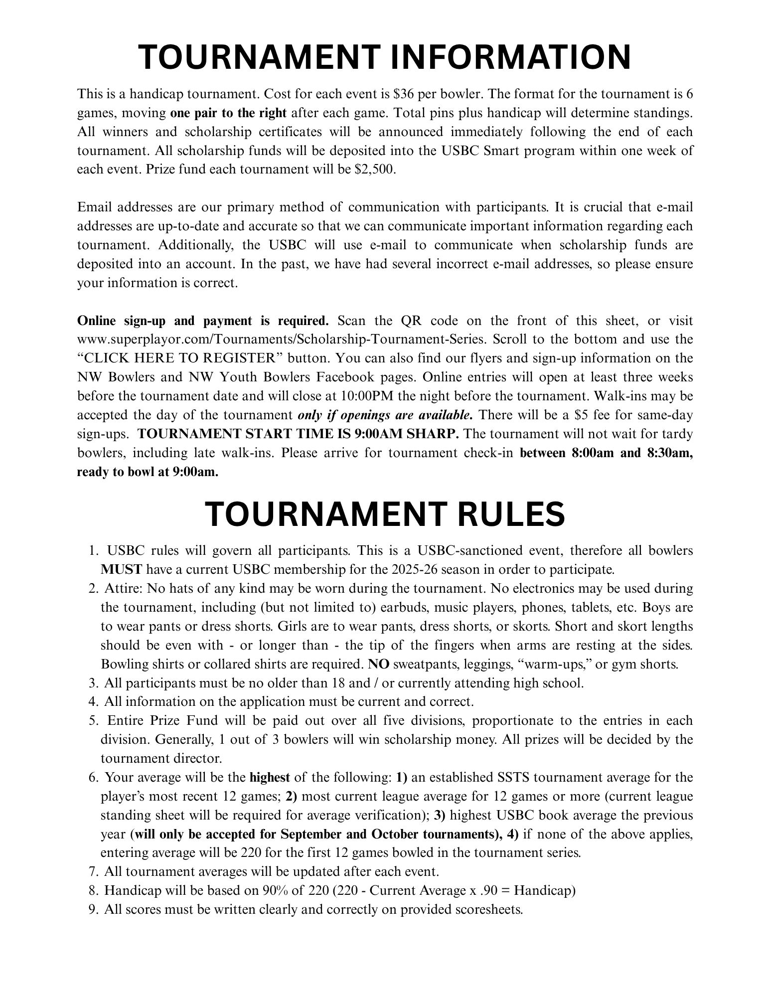 Flyer Back containing rules