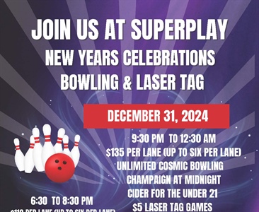 New Years Party & Celebration Events - Bowling & Laser Tag - Event center