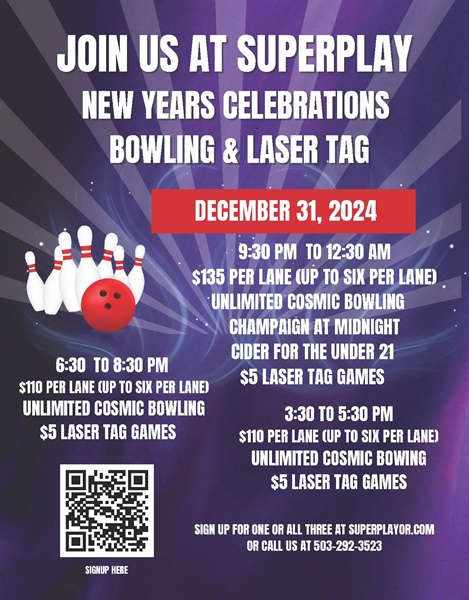 New Years Celebrations - Bowling & Laser Tag